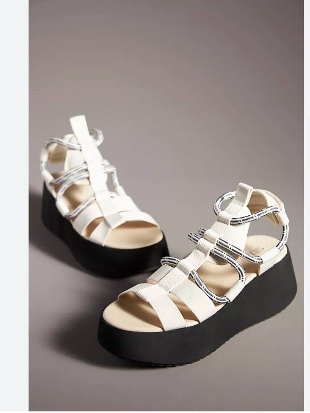Silent D Sporty Wedge Platform Sandals Black White Sz 10